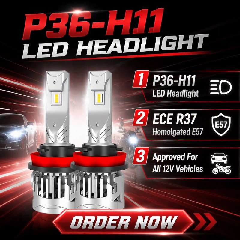 Luxfighter выпускает сертифицированную ECE R37 светодиодную лампу для фар P36 H11